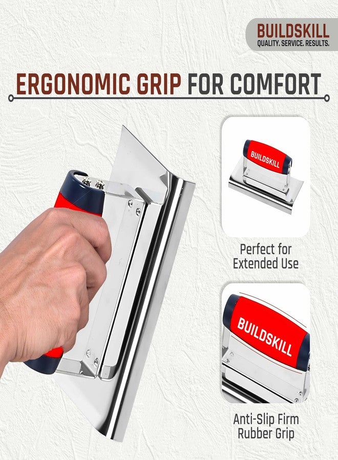 BUILDSKILL أداة تشذيب حواف الخرسانة المعدنية شديدة التحمل من BUILDSKILL بمقبض مطاطي مريح | مثالية لتقريب الحواف والزوايا وتطبيق الأسمنت | مثالية للتشطيب والبناء وتحسين المنازل - Image 3